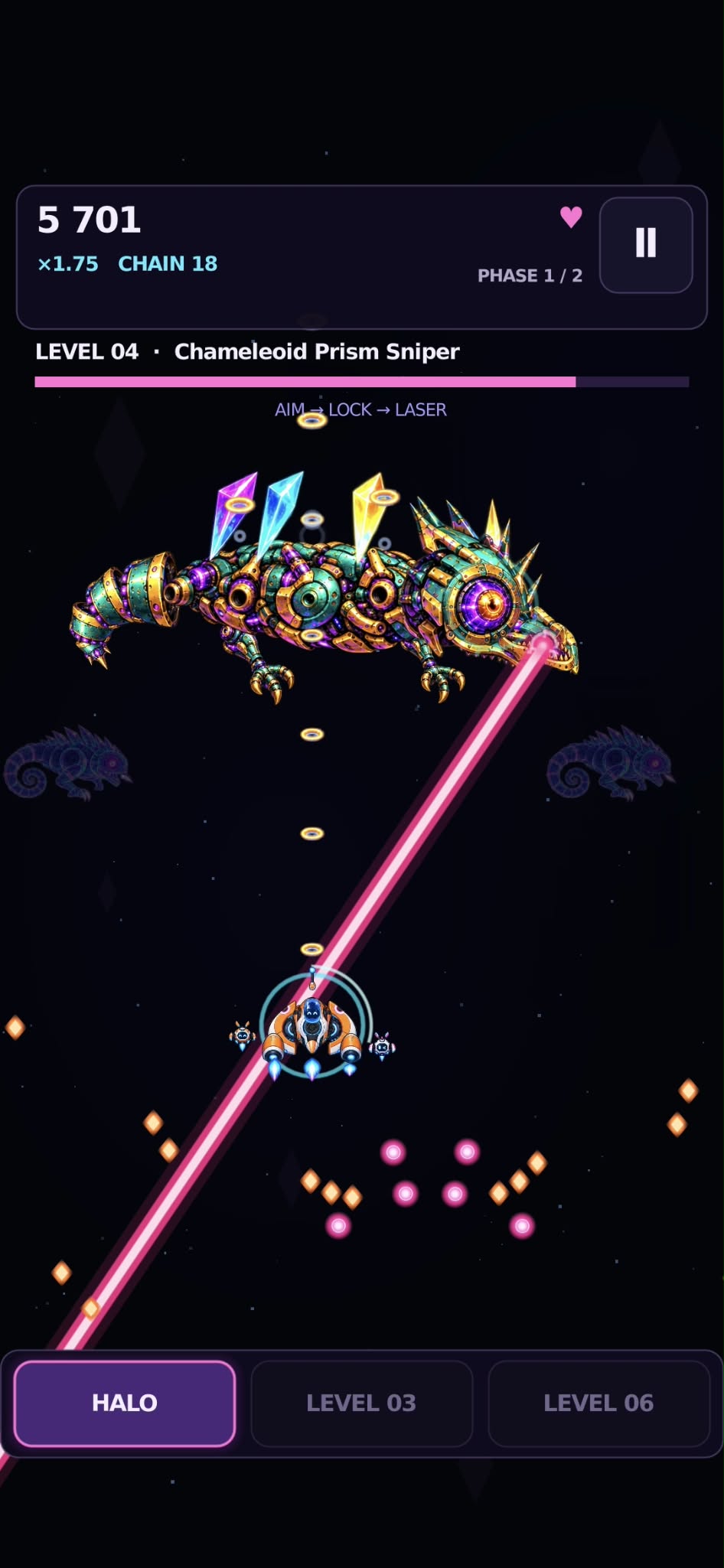 Chameleoid Prism Sniper tähtää lasersädettään.